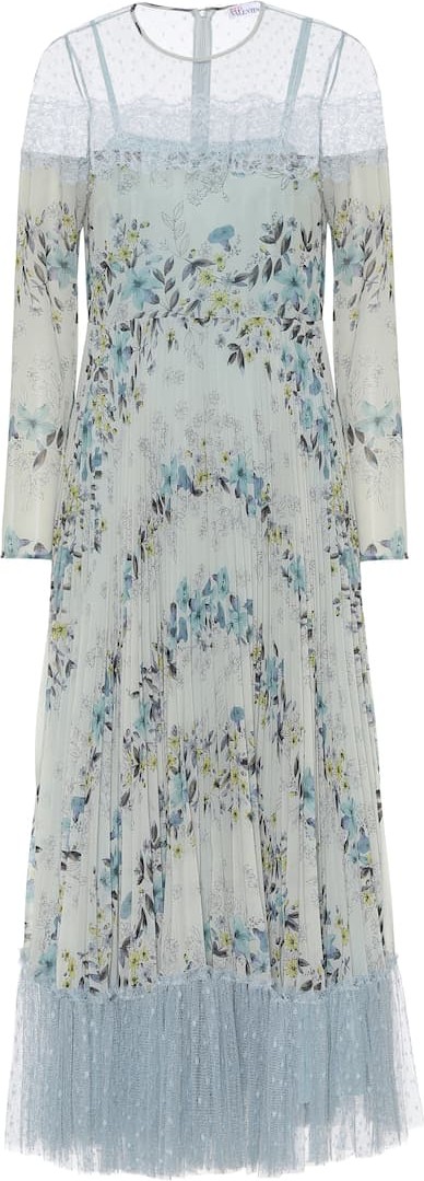 RED Valentino Tulle-trimmed floral midi dress