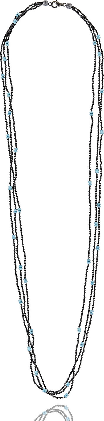 MCL by Matthew Campbell Laurenza Long Triple-Strand Silver Spinel & Turquoise Necklace