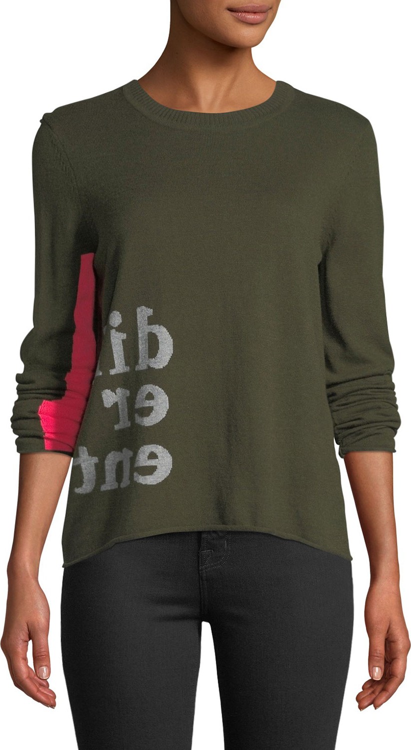 Lisa Todd Different Intarsia Cotton Sweater with Color Pop Sleeve