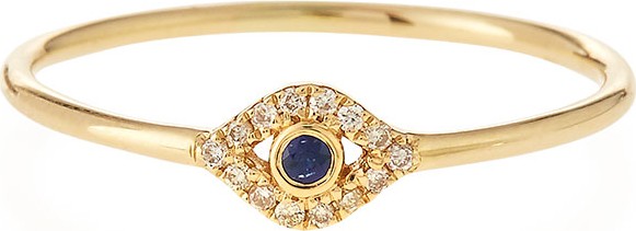 Sydney Evan 14k Gold Small Diamond Evil Eye Ring  Size 6.5