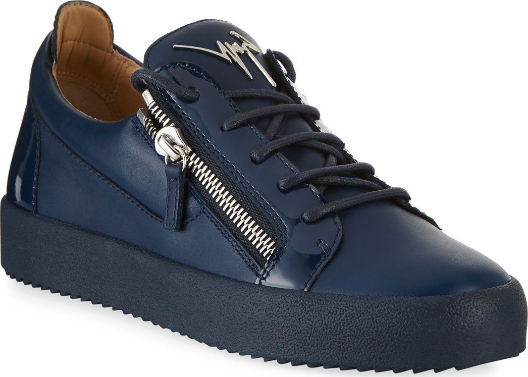 Giuseppe Zanotti Men's London Double-Zip Leather Low-Top Sneakers