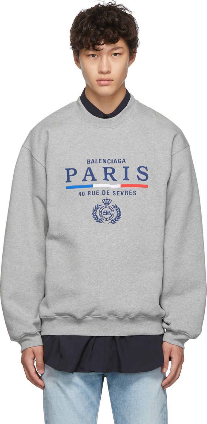Balenciaga Grey Paris Flag Sweatshirt
