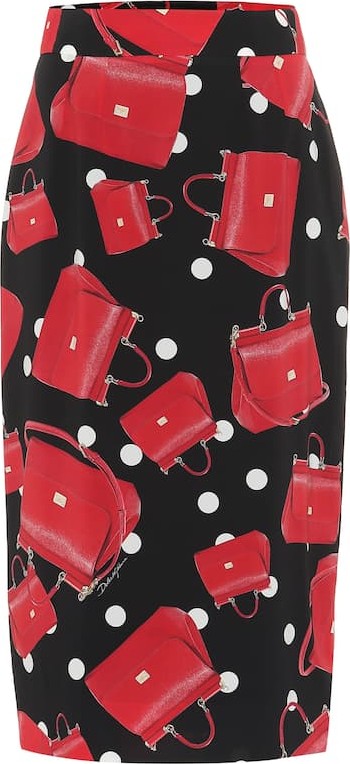 Dolce & Gabbana Printed stretch-silk midi skirt