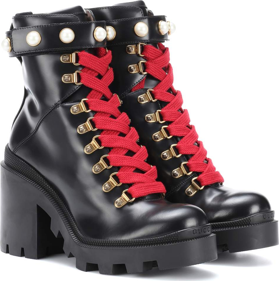 Gucci Embellished leather ankle boots