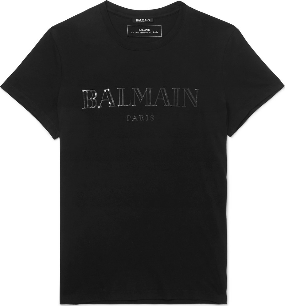 Balmain Slim-Fit Metallic Logo-Print Cotton-Jersey T-Shirt