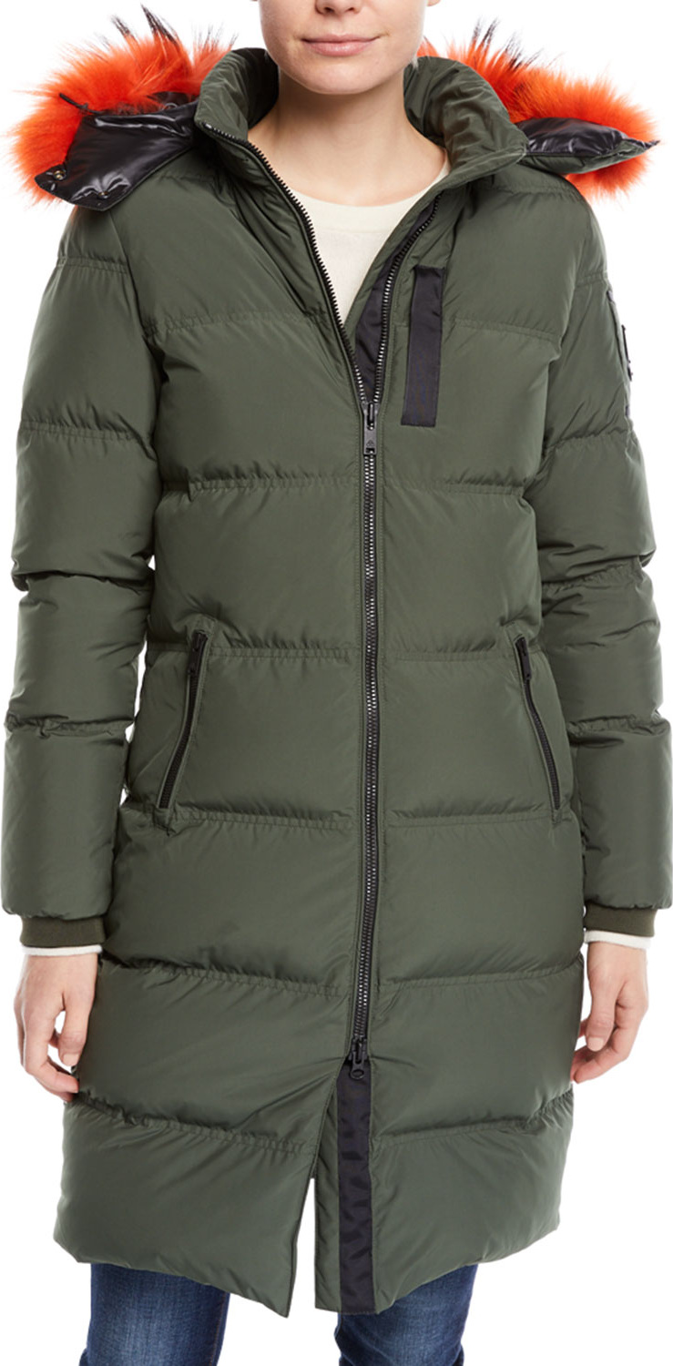 Moose Knuckles Donnacona Long Parka Coat w/ Fur Trim & Hood