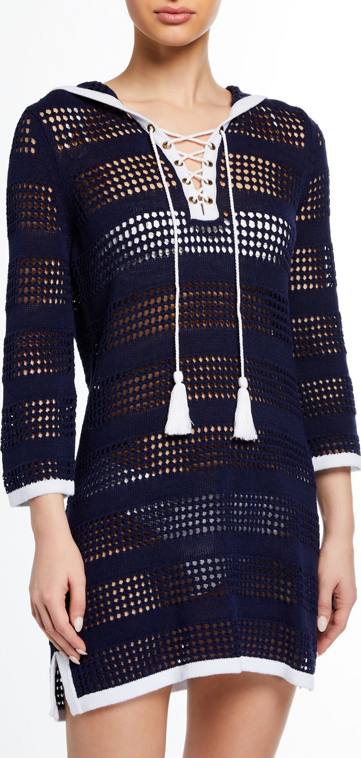 Tommy Bahama Open-Knit Hooded Beach Sweater