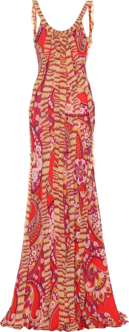 Etro Printed silk maxi dress