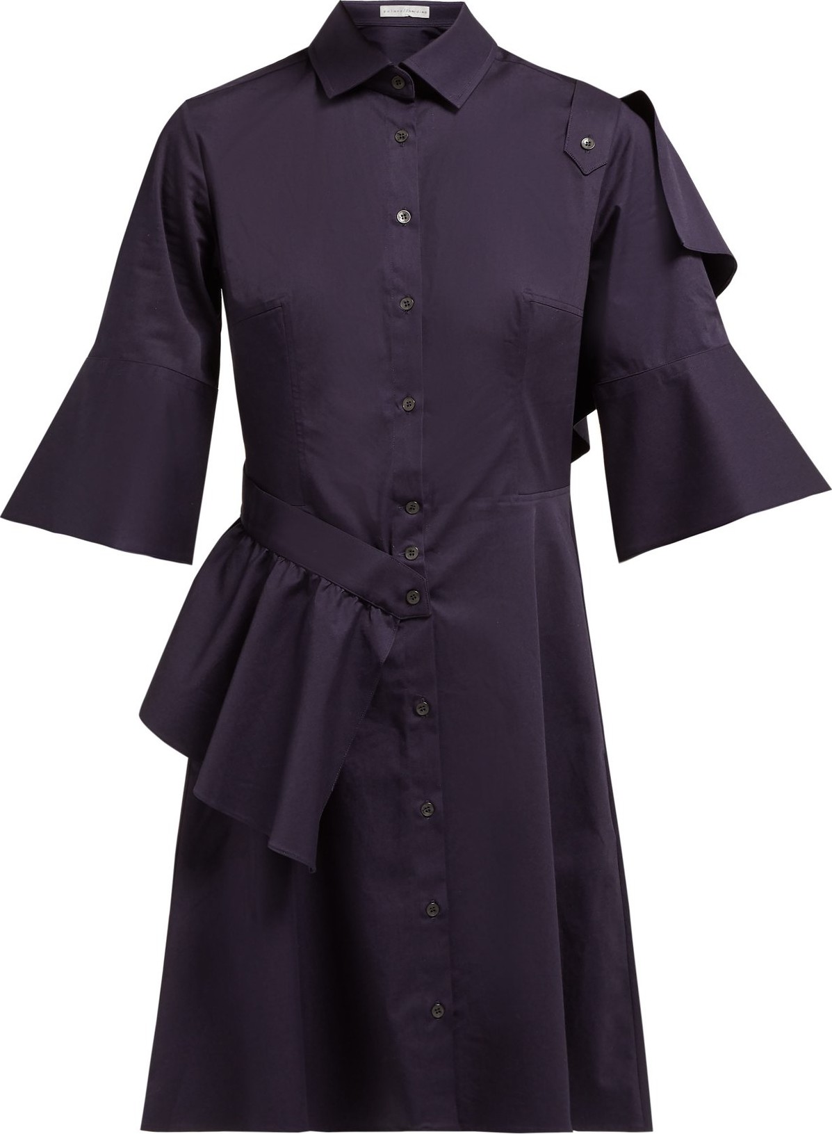 palmer//harding Sash ruffle-trimmed cotton-blend shirtdress