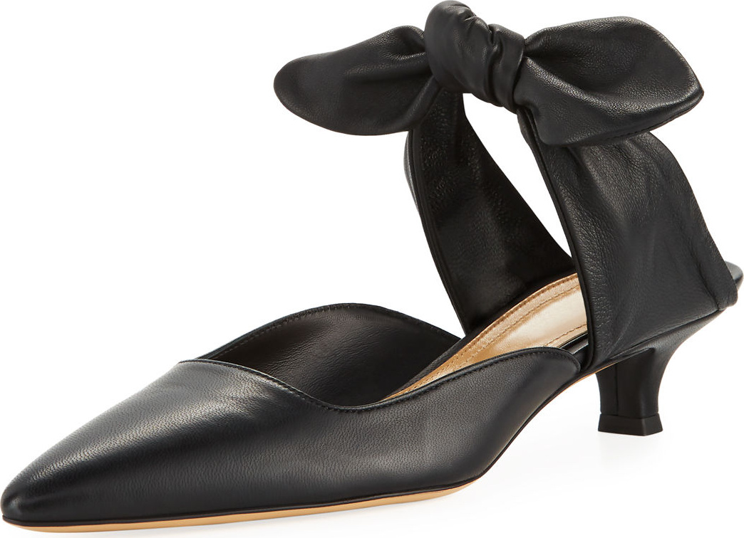 THE ROW Coco Kitten-Heel Ankle-Tie Mules