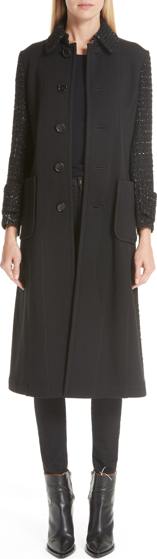 Tricot Comme des Garçons Wool & Tweed Combo Long Knit Coat