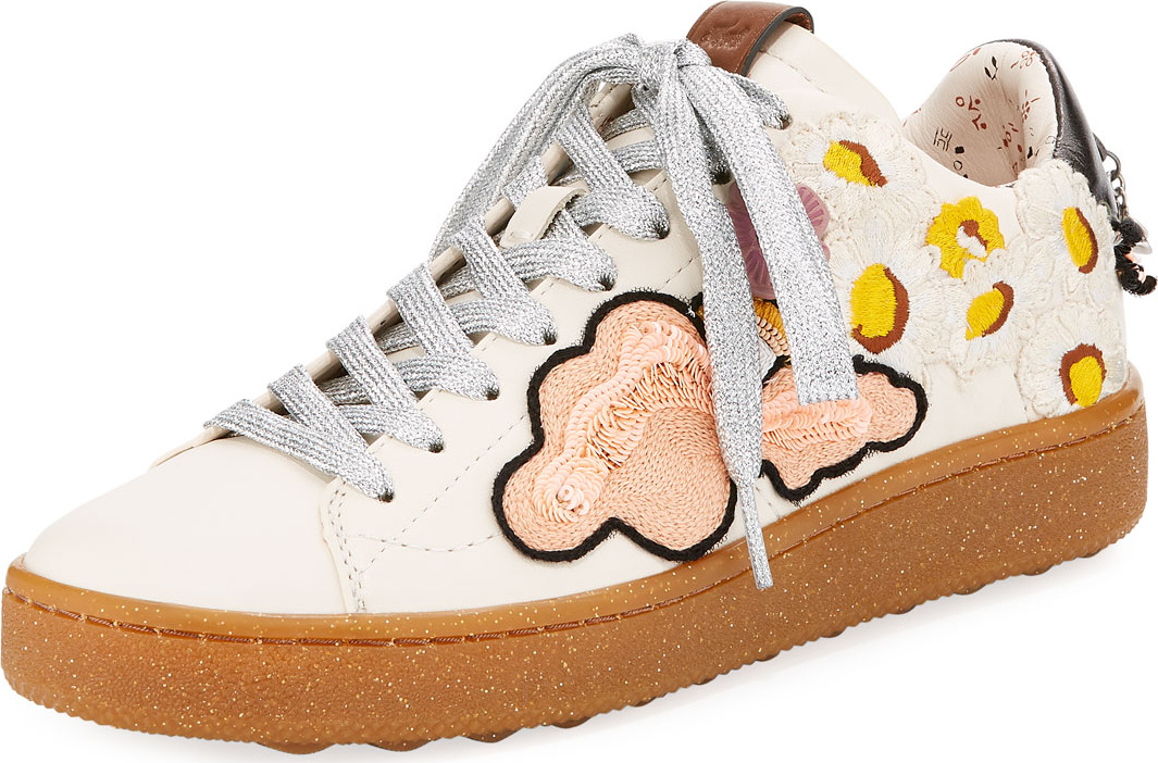 COACH C101 Sneakers with Cloud Patches, White