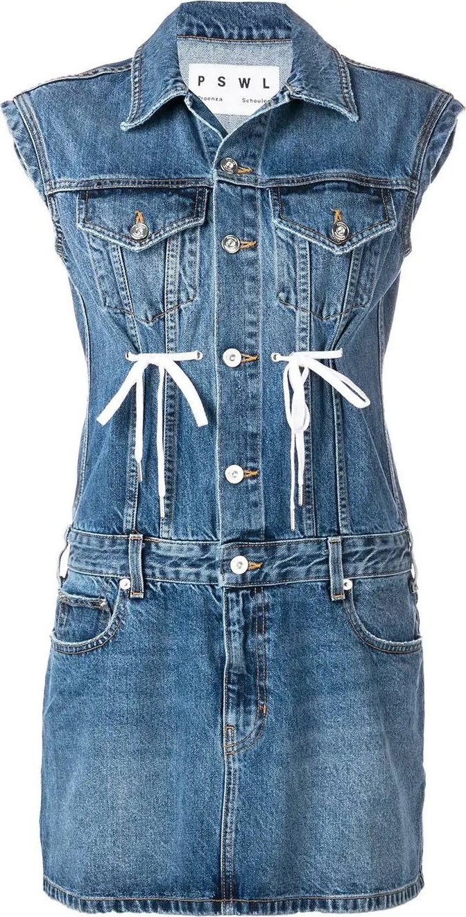Proenza Schouler tie detail denim dress