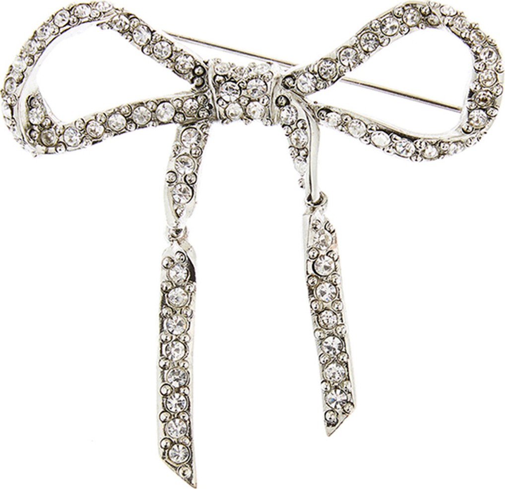 Oscar De La Renta Pave Metal Bow Brooch