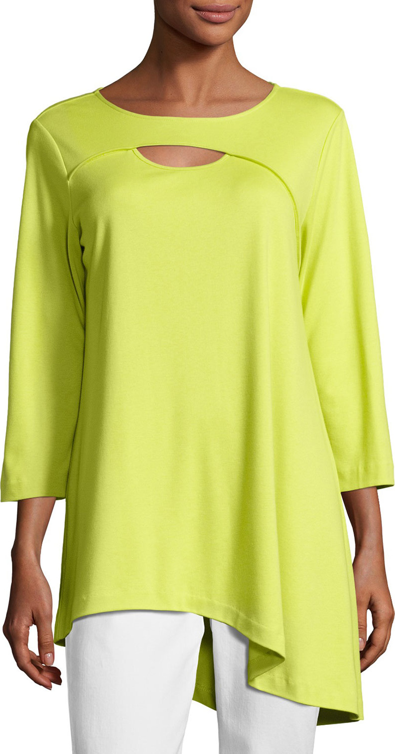 Joan Vass Yoke-Cutout Asymmetric Easy Tunic