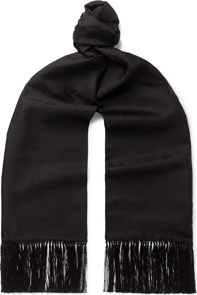 Berluti Fringed Mulberry Silk-Jacquard Scarf