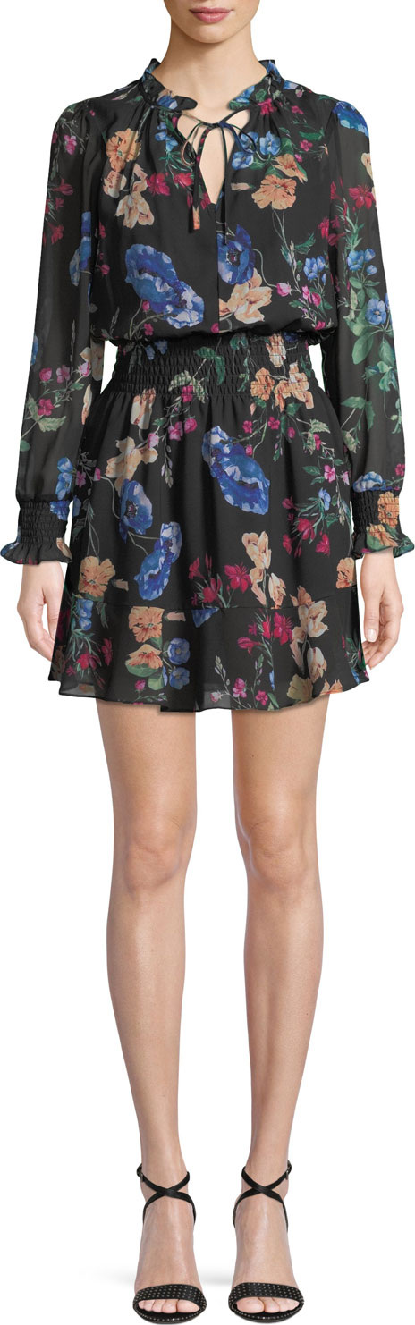 Parker Ora Floral Long-Sleeve Mini Dress