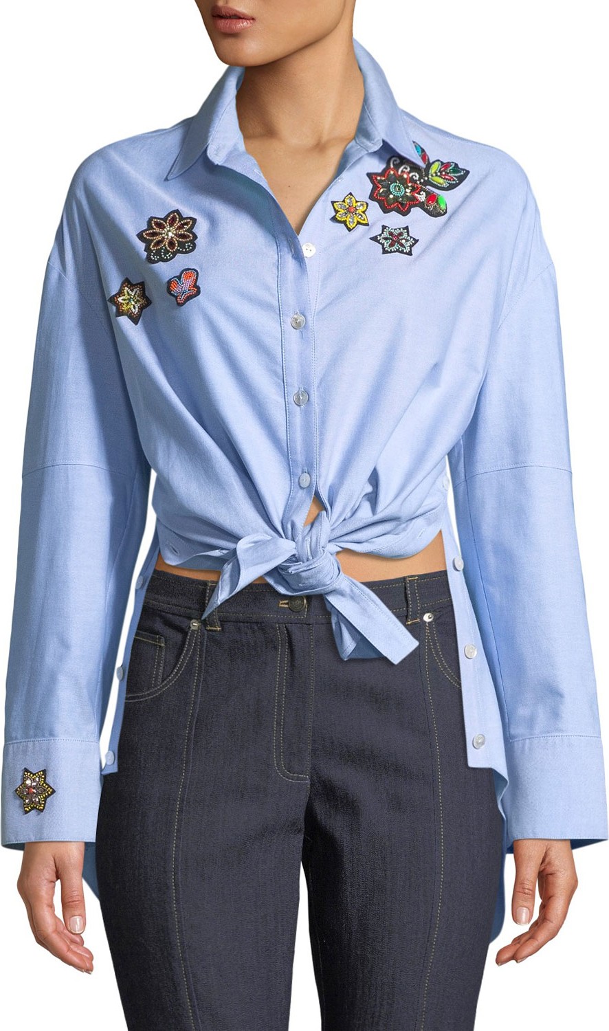 Cinq A Sept Arleigh Embroidered Button-Front Top