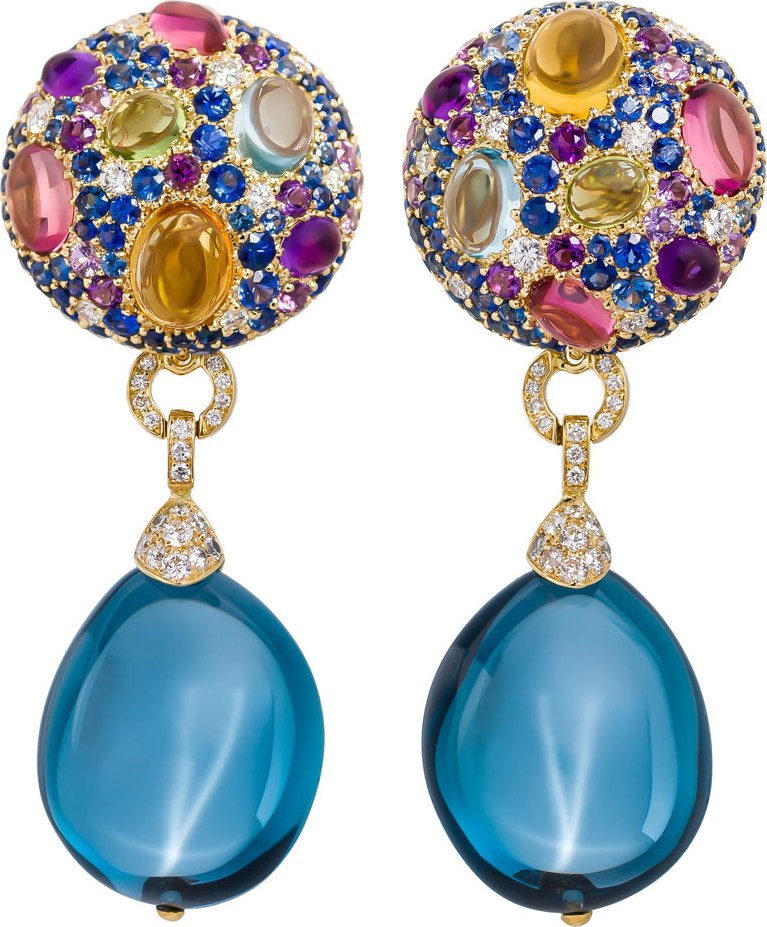 Margot McKinney Carnivale Denim Blue Topaz Earrings with Diamonds