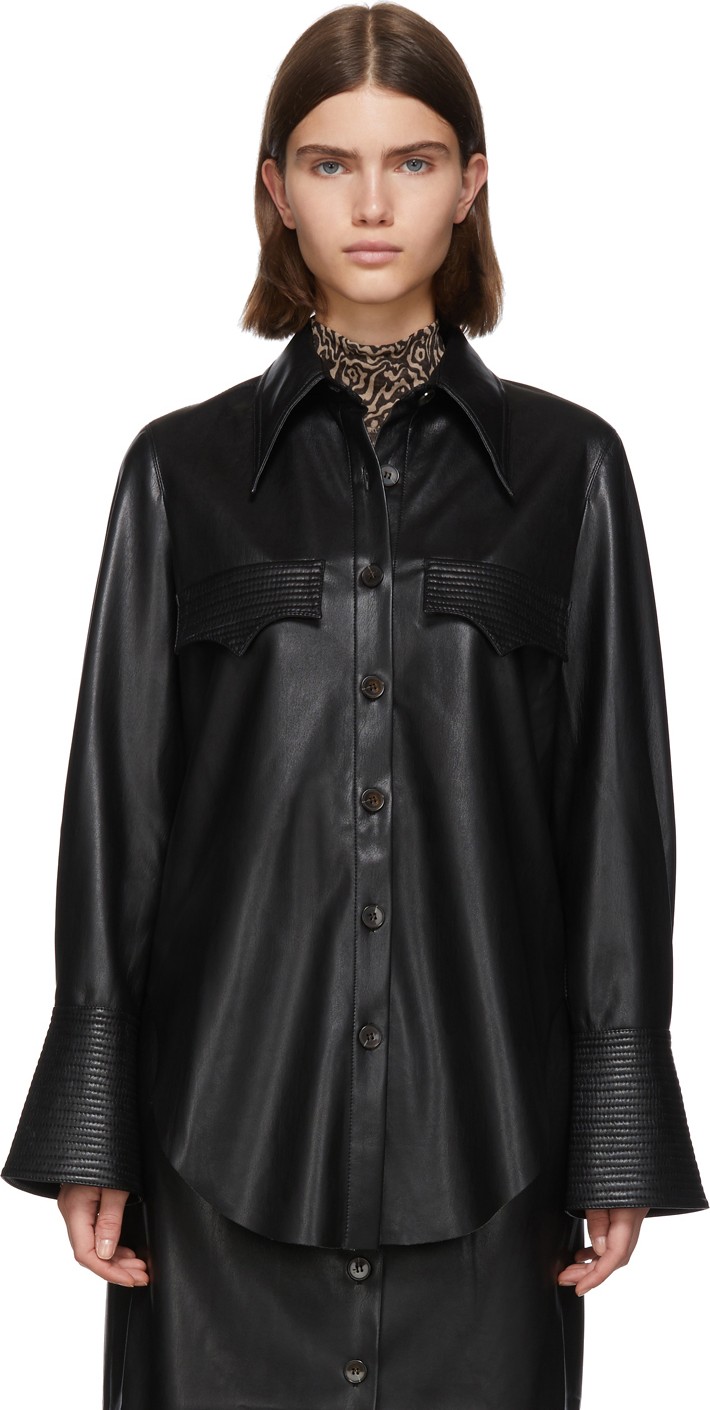 Nanushka Black Vegan Leather Elpi Shirt