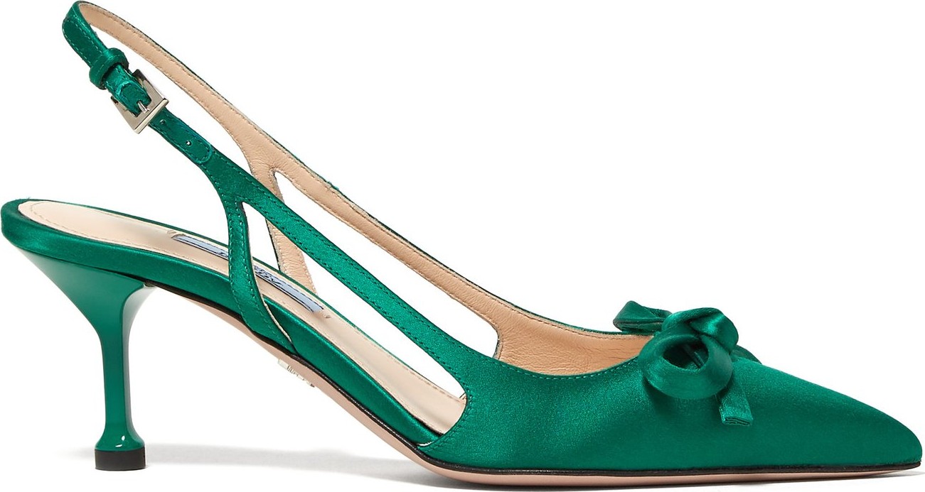 Prada Bow-trim slingback satin pumps