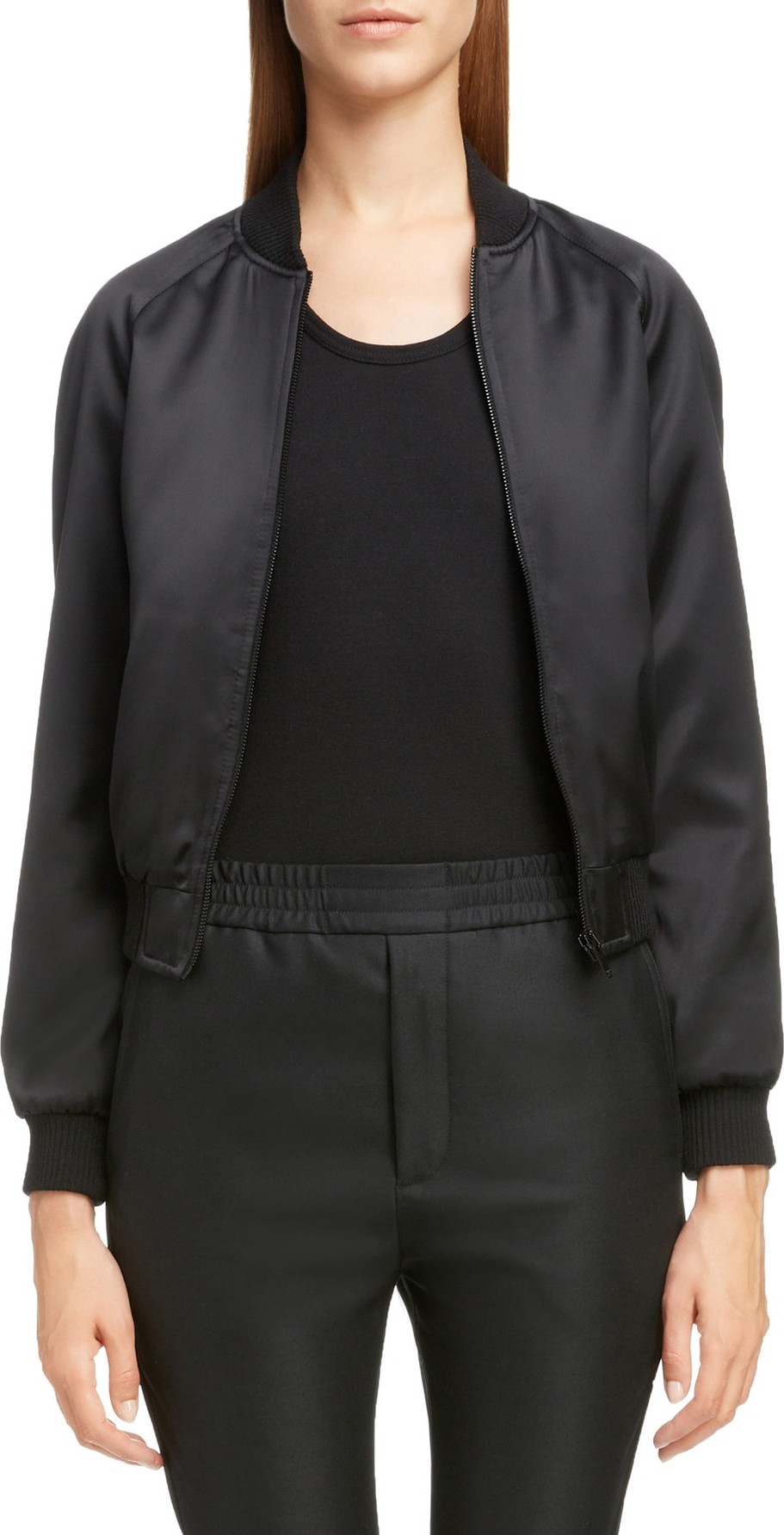 Saint Laurent Teddy Beaded Logo Bomber Jacket