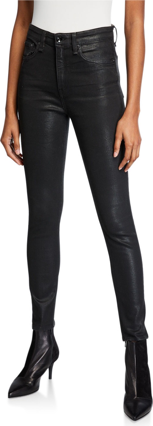 Rag & Bone Nina Coated High-Rise Skinny Ankle Jeans