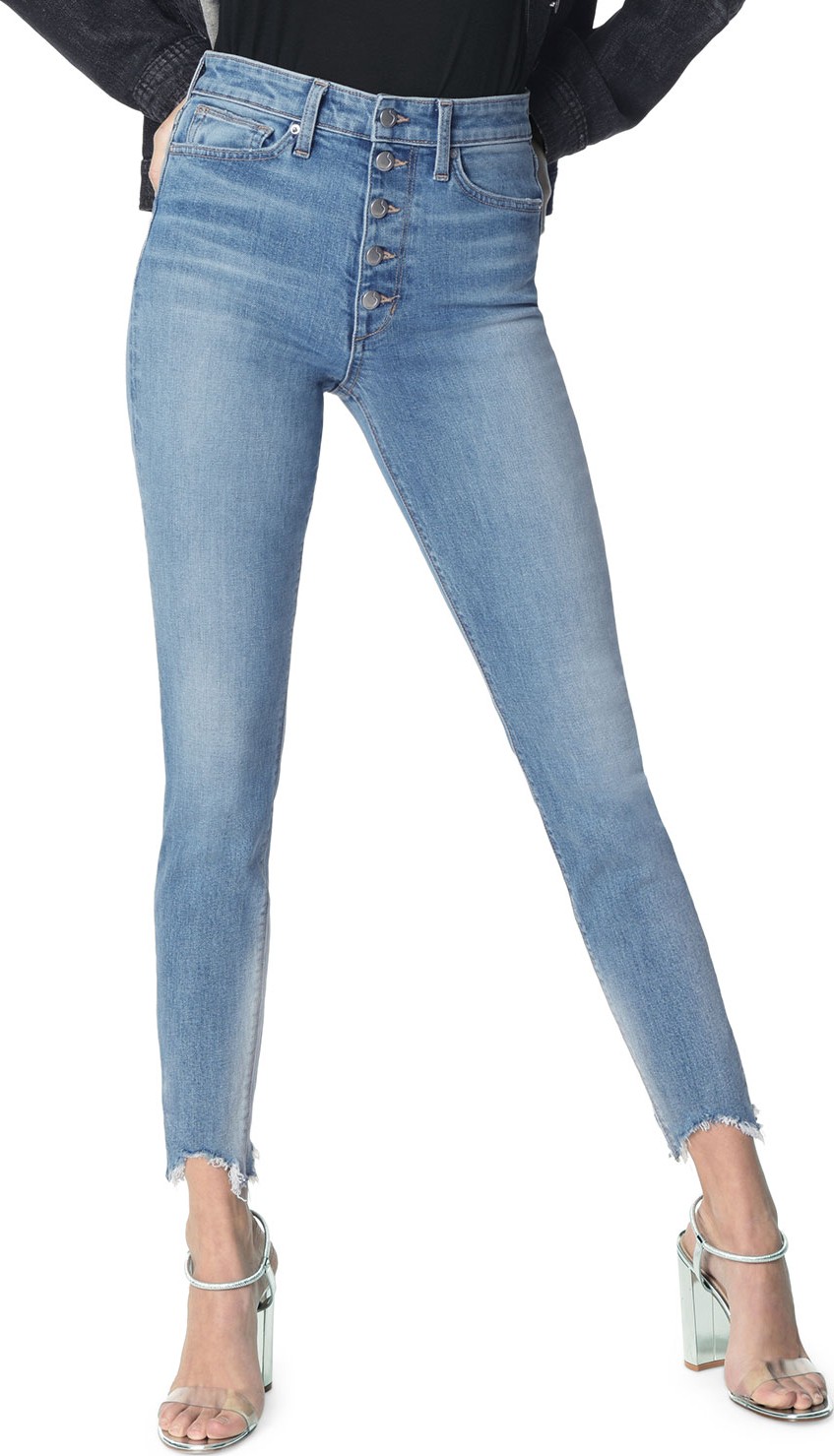 Joe's Jeans Bella High-Rise Ankle Skinny Jeans with Chewed-Hem