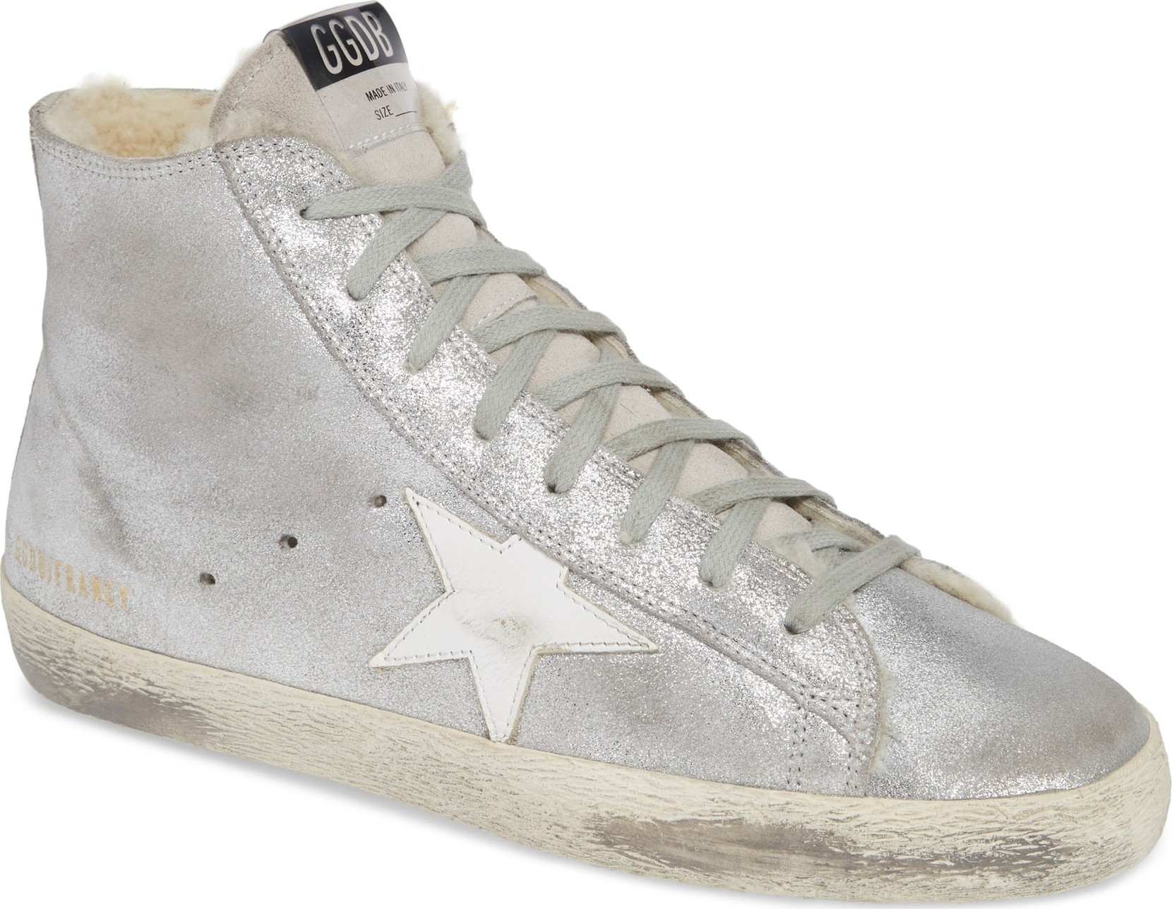 Golden Goose Deluxe Brand Francy High Top Sneaker with Genuine Shearling