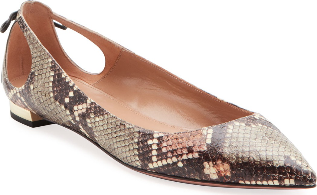 Aquazzura Forever Marilyn Snakeskin Ballet Flats