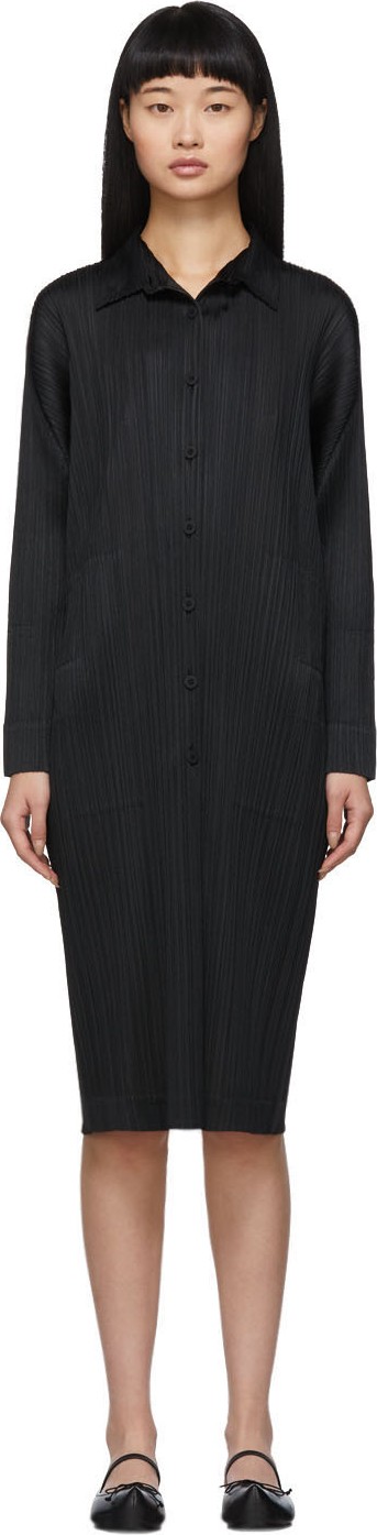 Pleats Please By Issey Miyake Black Pleats Dress