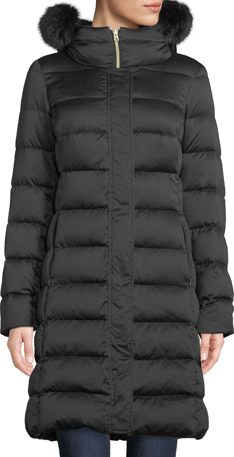 Herno Long Down-Fill Puffer Coat w/ Fur Hood