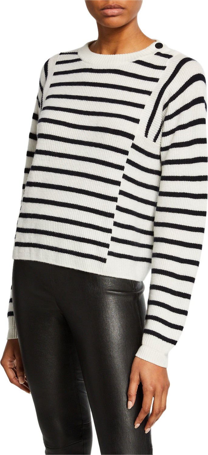 Vince Mixed Stripe Crewneck Long-Sleeve Pullover