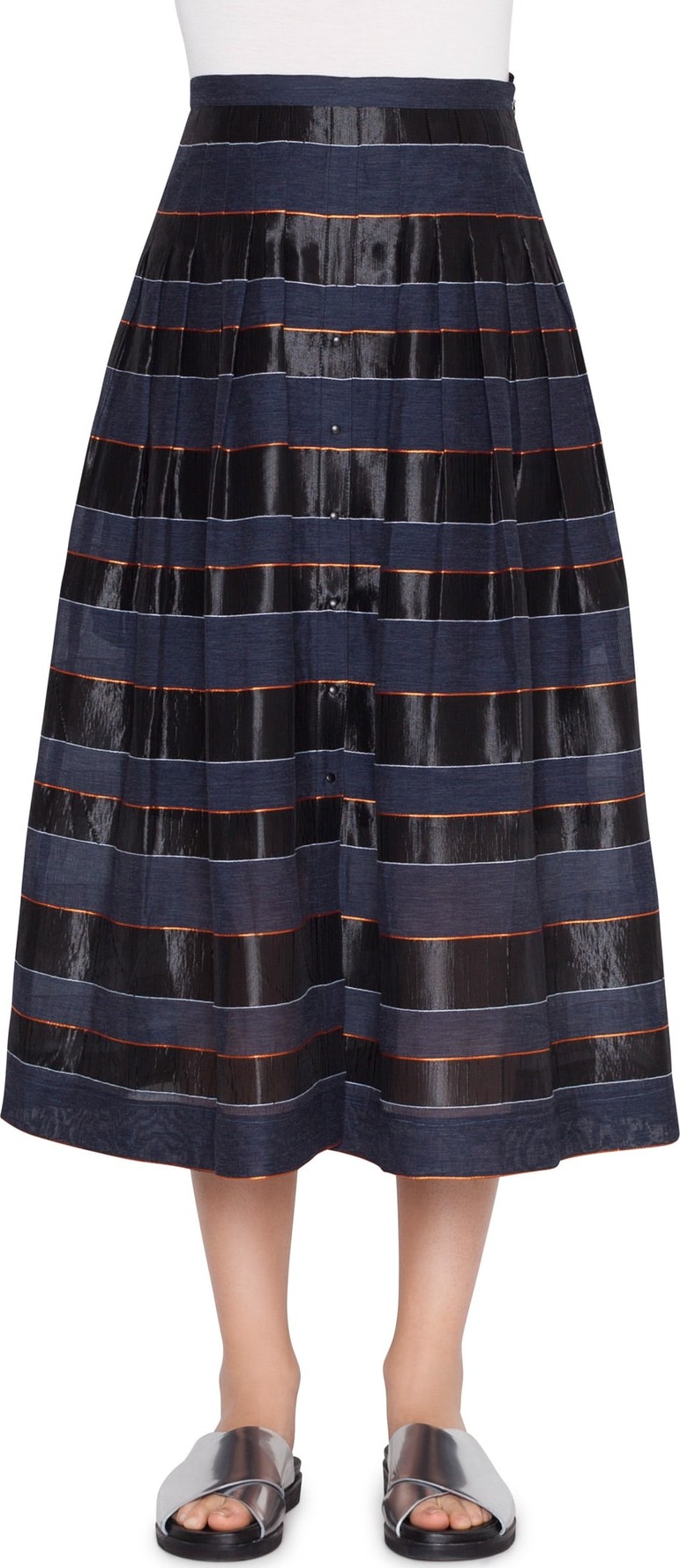 Akris Punto Stripe Midi Skirt