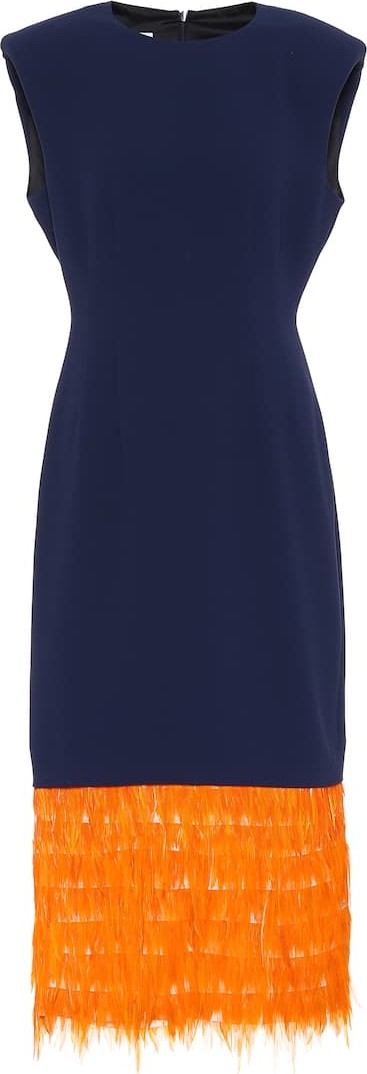 Dries Van Noten Feathered crêpe midi dress