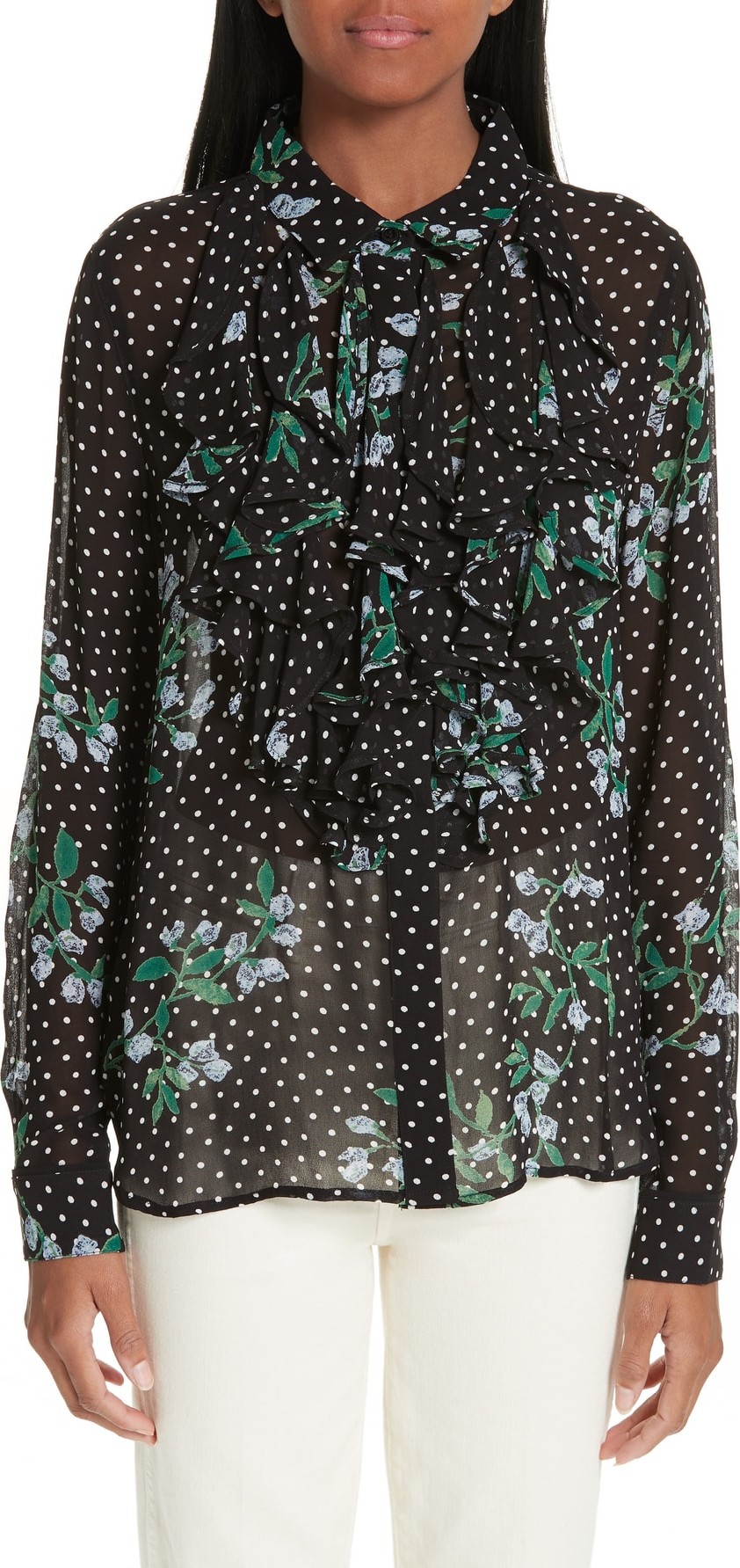 Ganni Rometty Floral Georgette Top