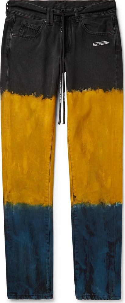 Off White Slim-Fit Dip-Dyed Denim Jeans