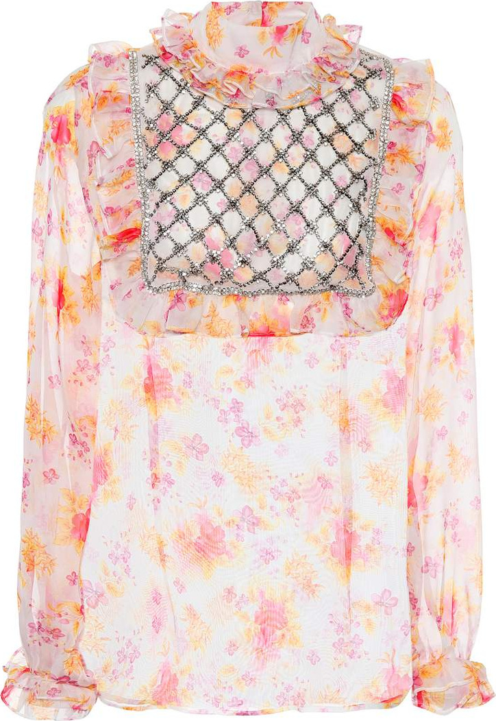 DODO BAR OR Crystal-embellished floral blouse
