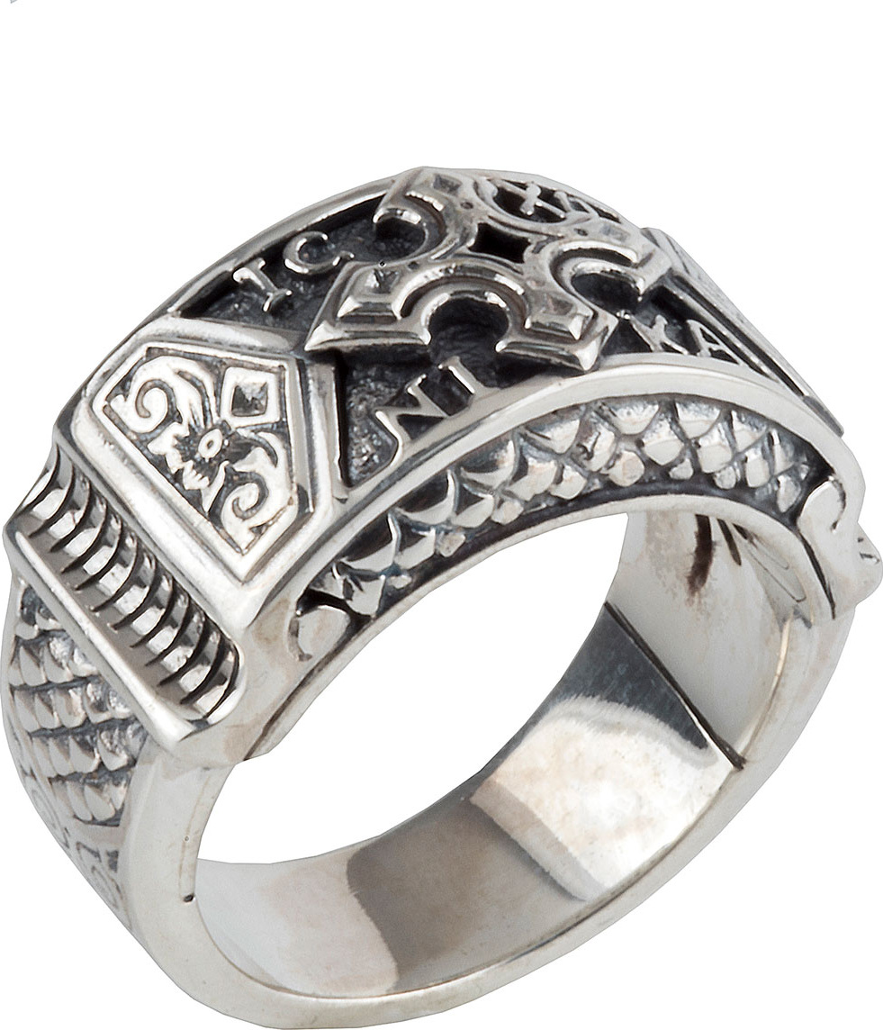 Konstantino Men's Sterling Silver Christogram Cross Ring