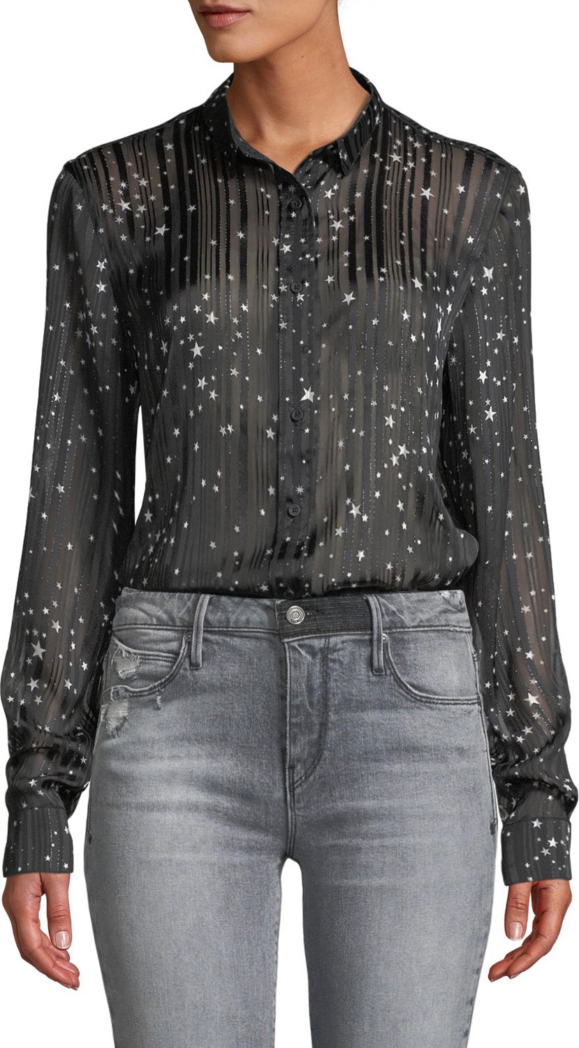 RtA Blythe Star-Print Button-Down Top