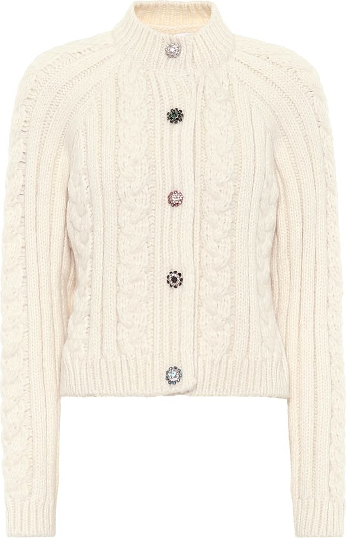 Ganni Embellished alpaca-blend cardigan