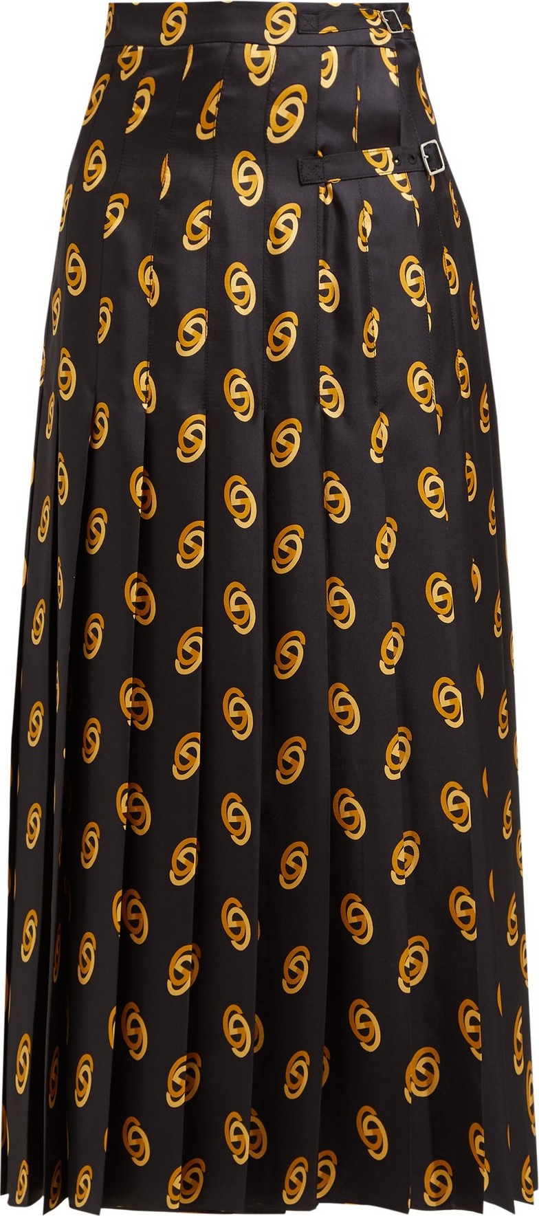 Gucci GG-print high-rise silk pleated wrap skirt