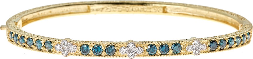 Tanya Farah Modern Etruscan Blue & White Diamond Bangle Bracelet