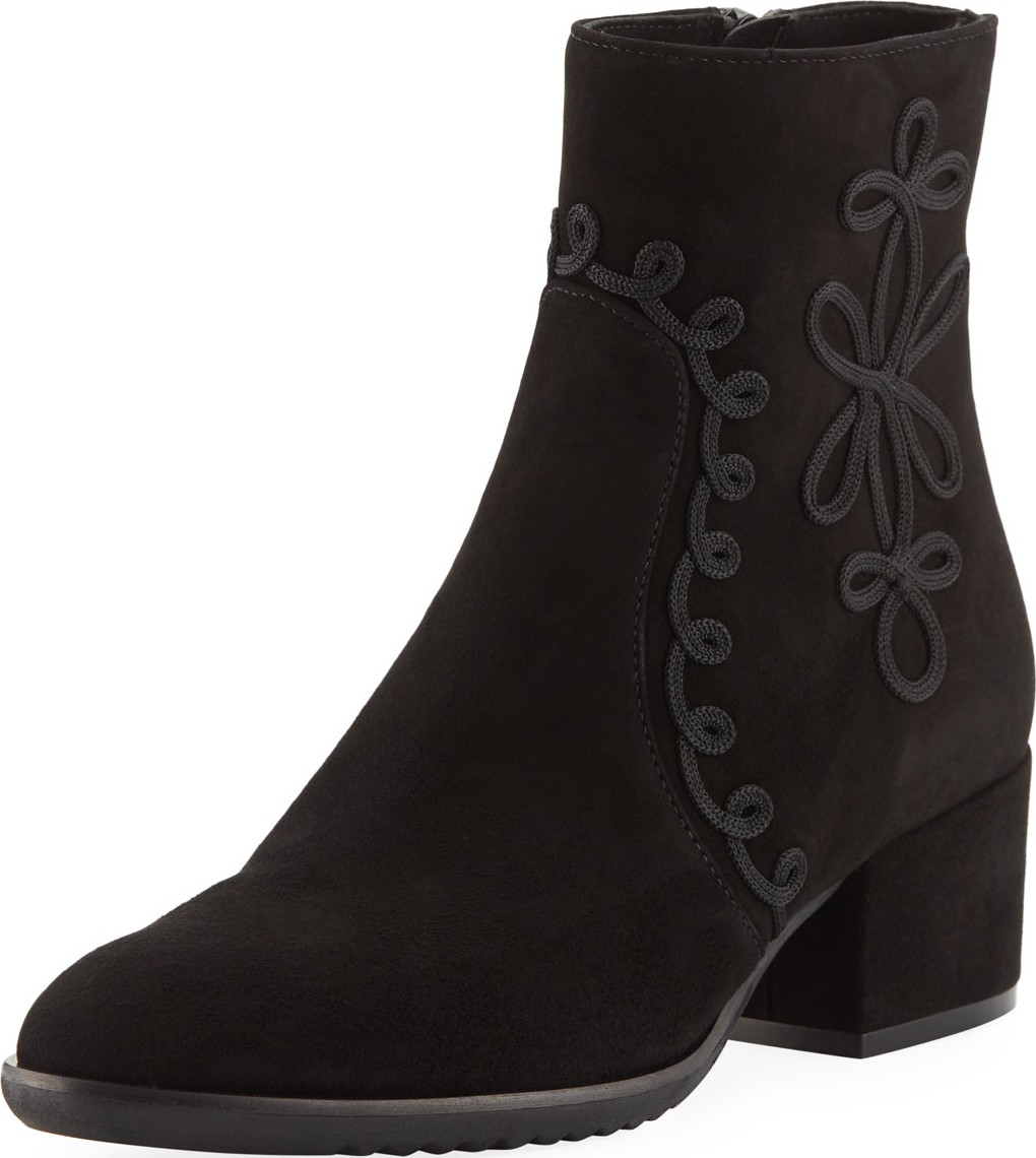 Sesto Meucci Fenny Embellished Suede Booties, Black