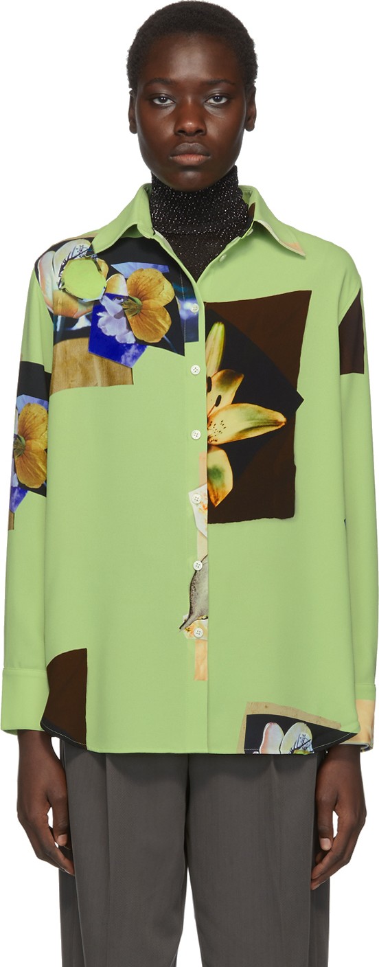 Acne Studios Green Crepe Staia Shirt