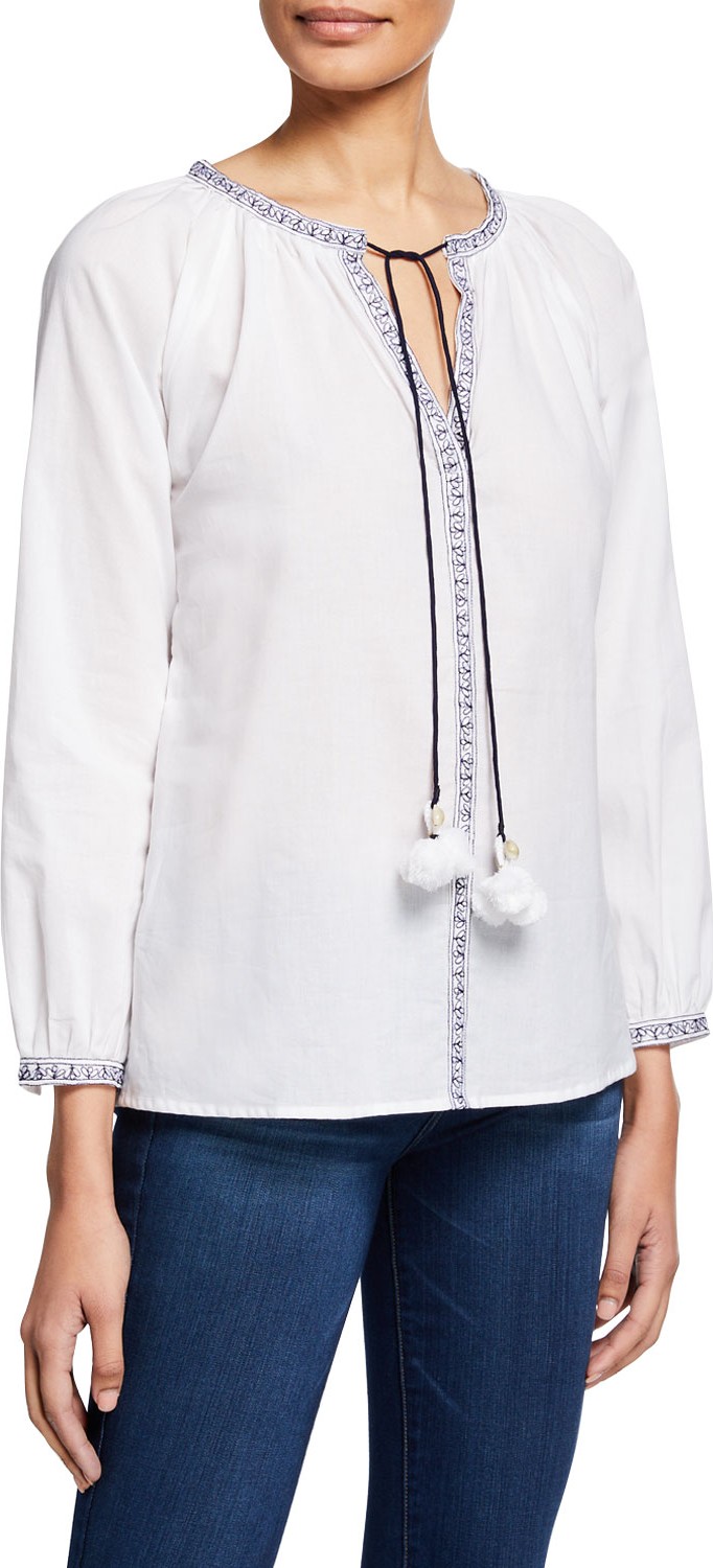 Bella Tu Brooke Bracelet-Sleeve Peasant Top