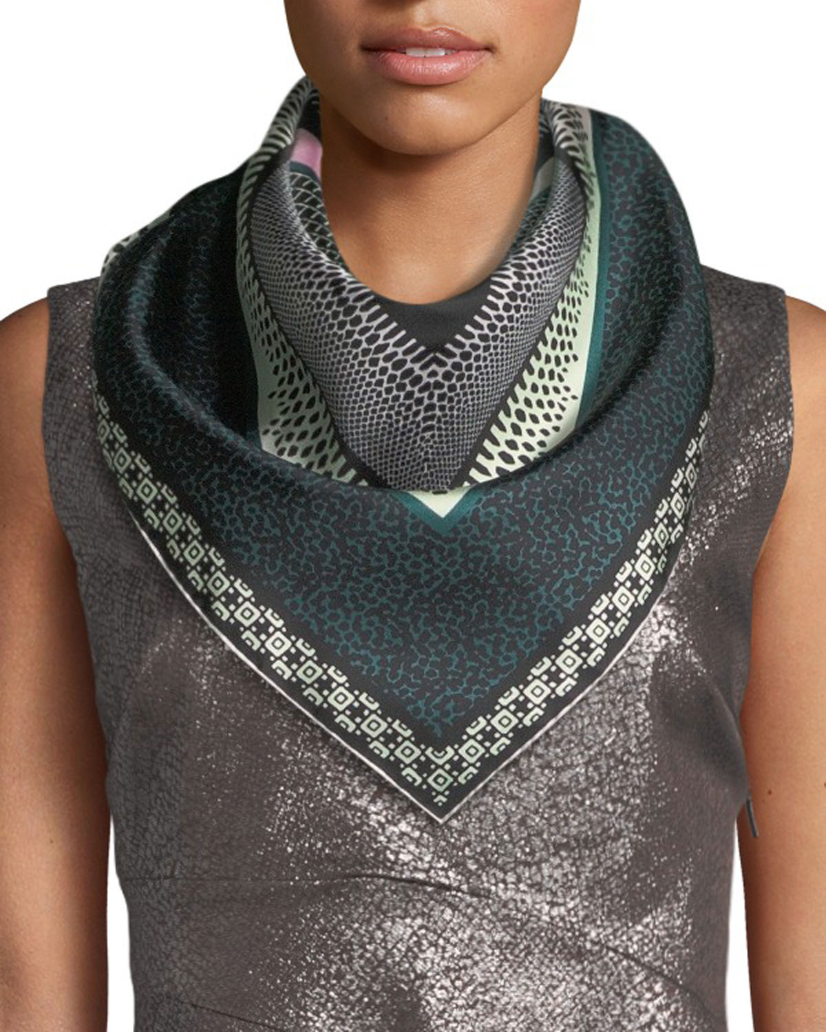 Roberto Cavalli Silk Snakeskin Pattern Scarf