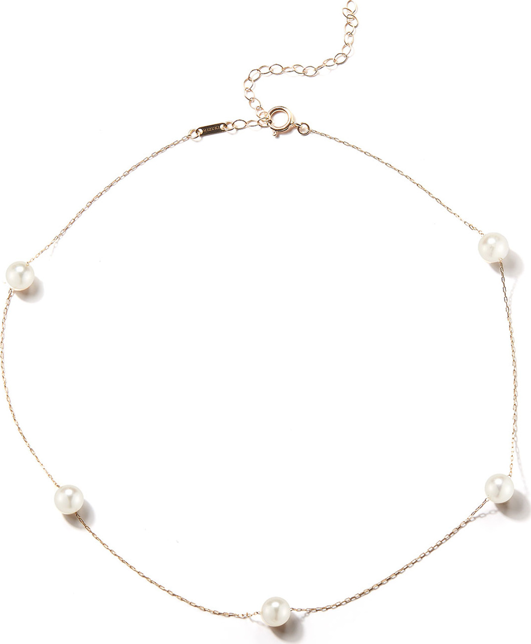 Mizuki 14k Gold Pearl Station Necklace