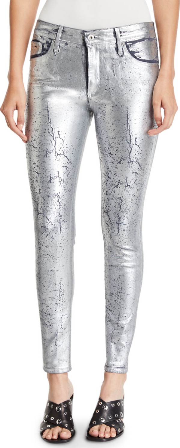 AG Jeans Farrah Metallic High-Rise Skinny Jeans
