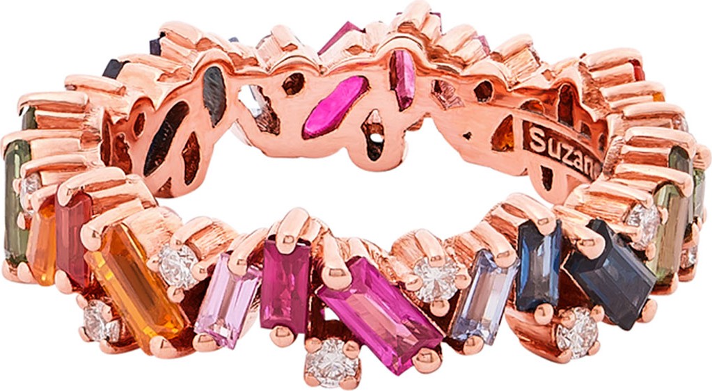 Suzanne Kalan 18k Rose Gold Sapphire & Diamond Eternity Ring  Size 6 & 6.5